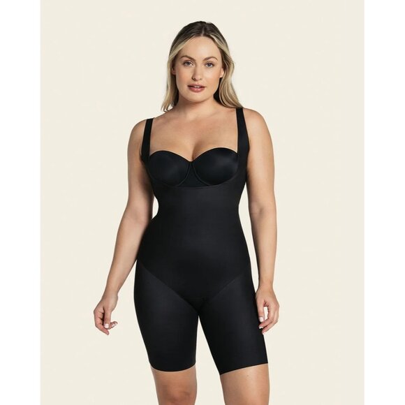 NWT Leonisa Total Smooth Undetectable Step-in Mid-Thigh Body Shaper Sz L Black - Picture 1 of 8